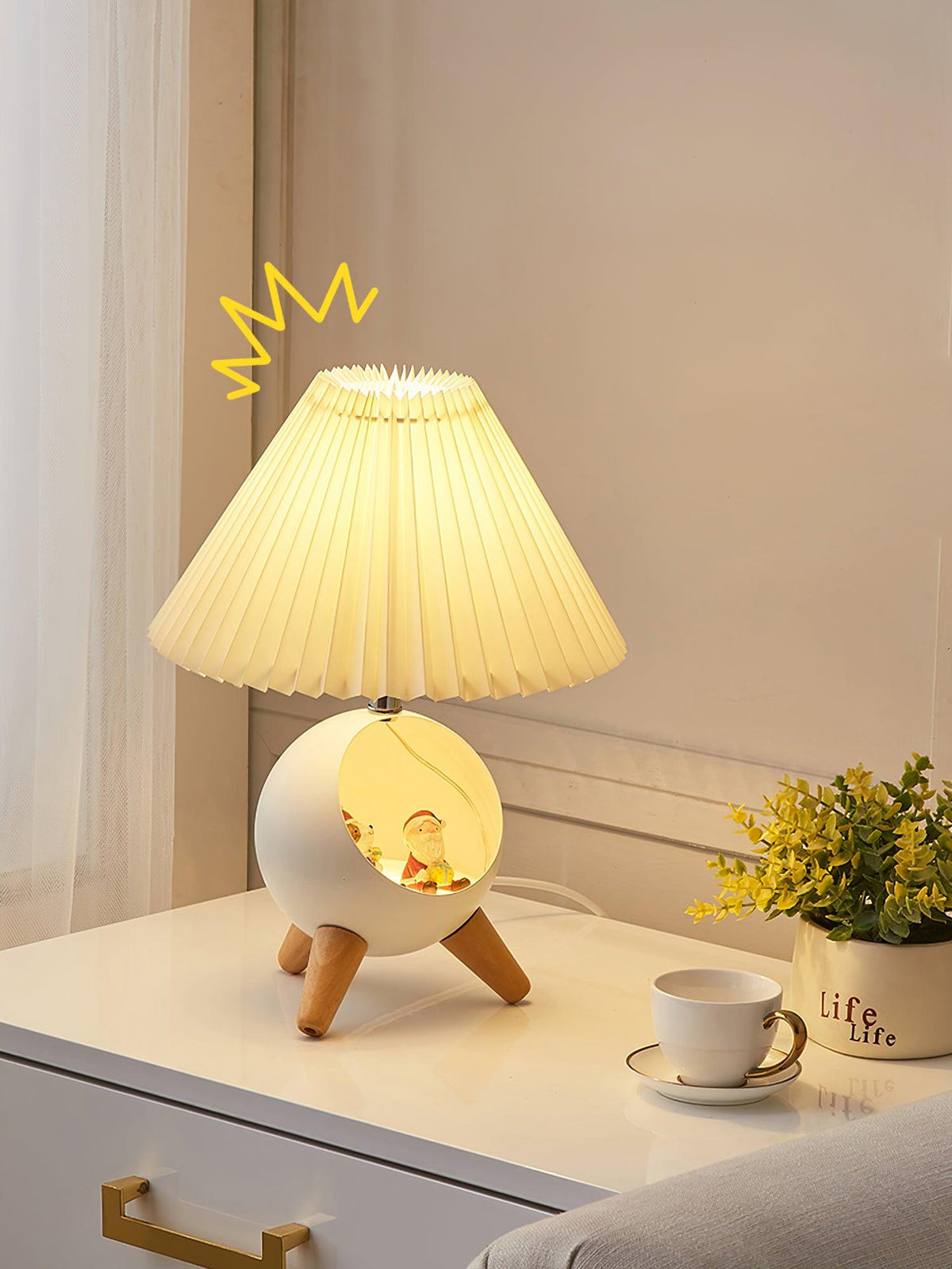 Small Wood Table Lamp with USB Port