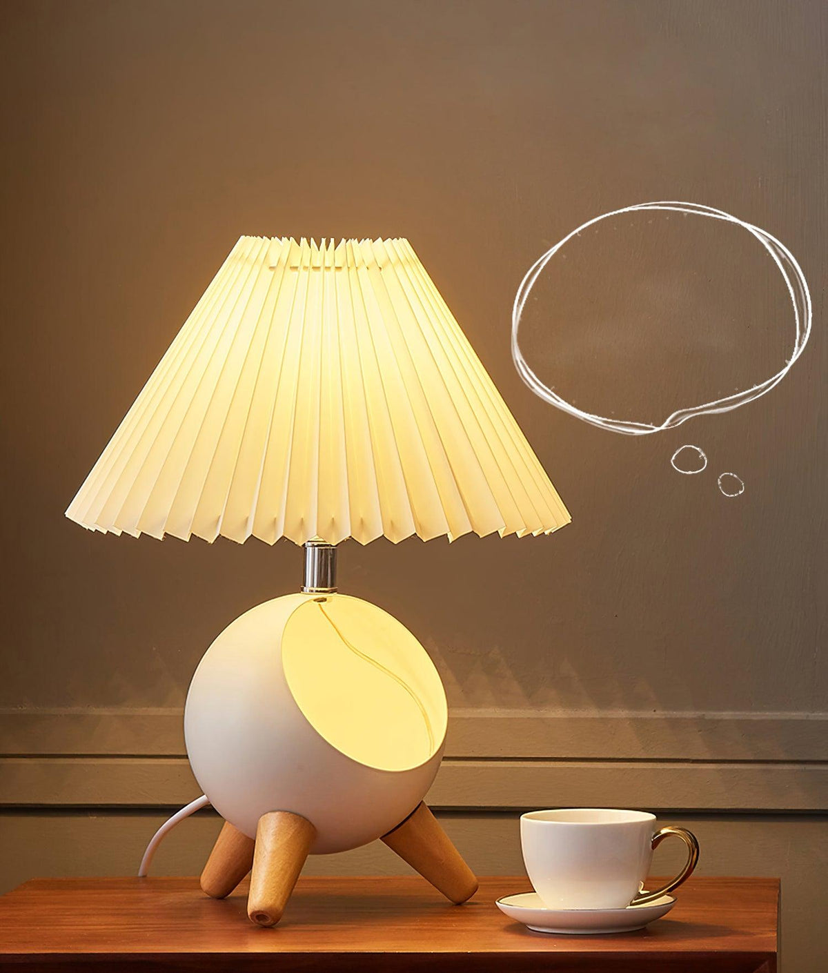 Small Wood Table Lamp with USB Port