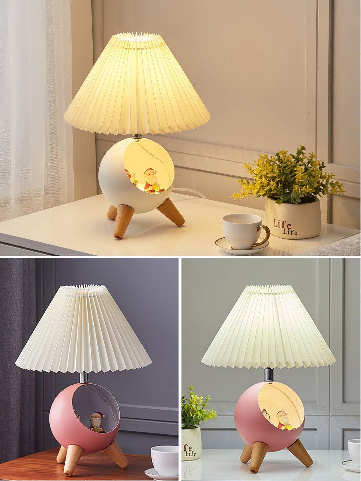 Small Wood Table Lamp with USB Port