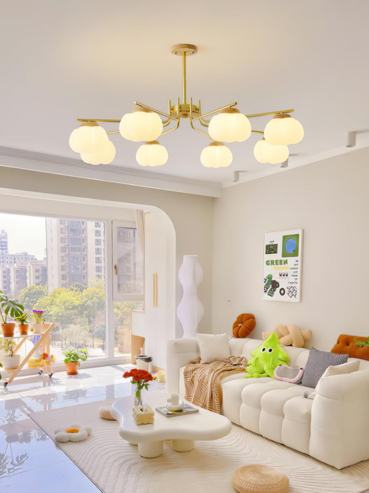 Cotton Ball Chandelier, Energy Efficient