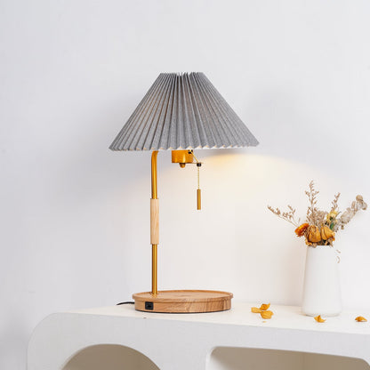 Retro Wooden Table Lamp, Dimmable LED — alternate angle