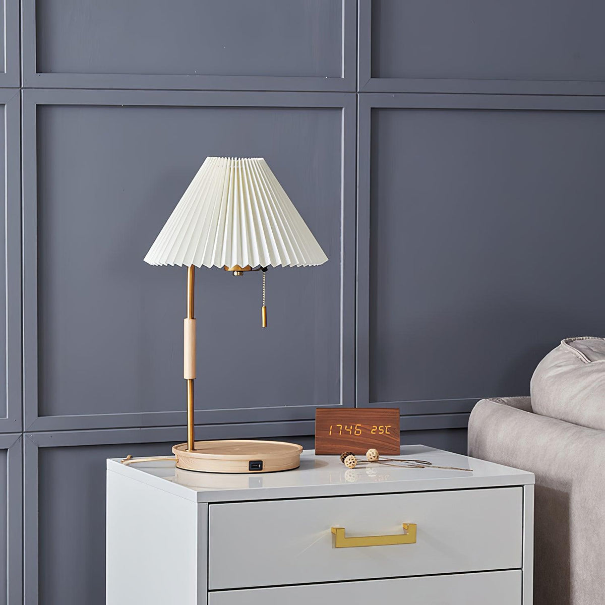 Retro Wooden Table Lamp, Dimmable LED