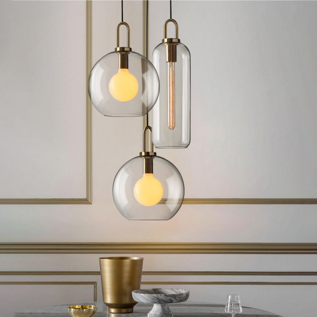 Pendulum Glass Pendant Lamp with Adjustable Height — lifestyle view