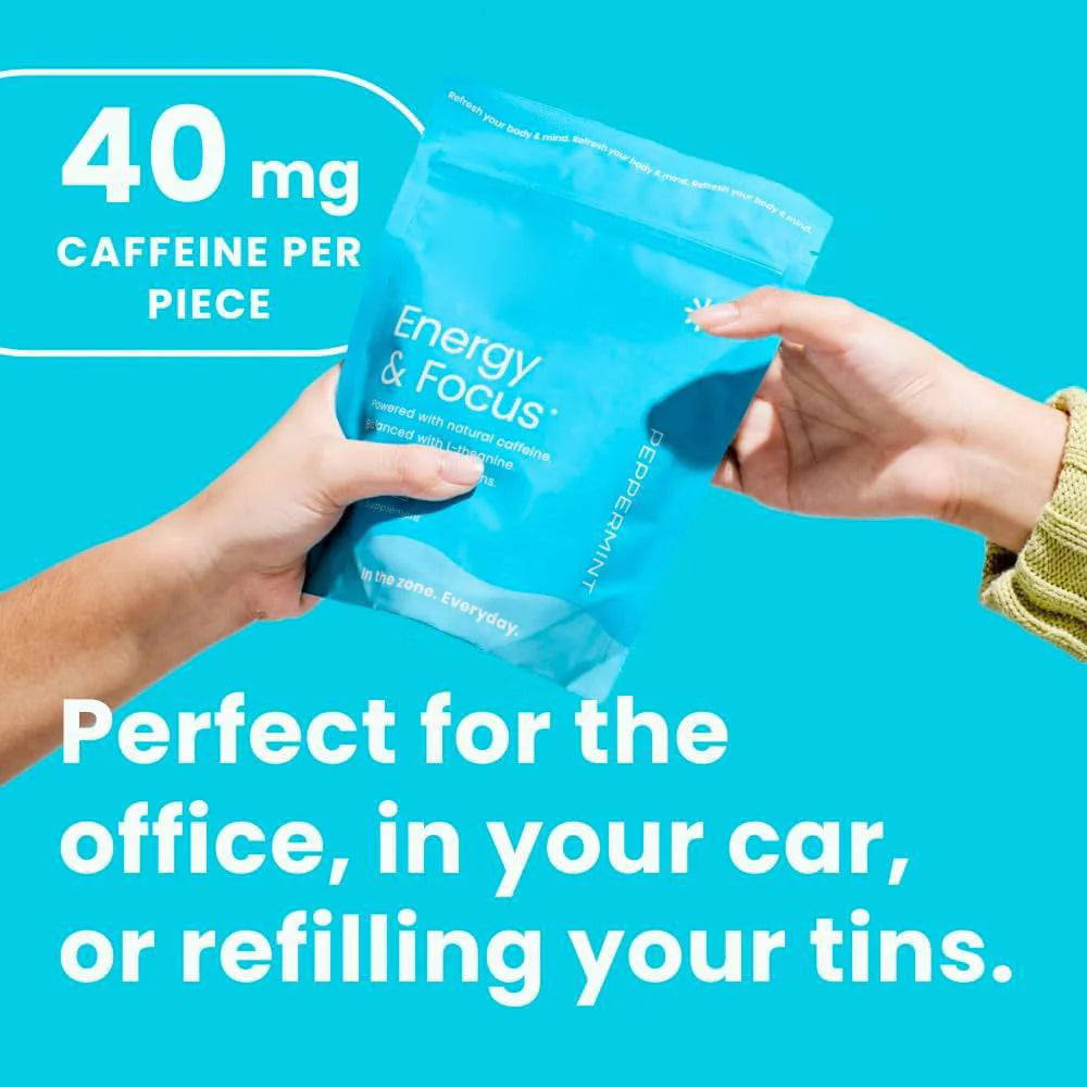 Energy&Focus Mints Gum Sugar Free, Natural Caffeine (15 days shipping)