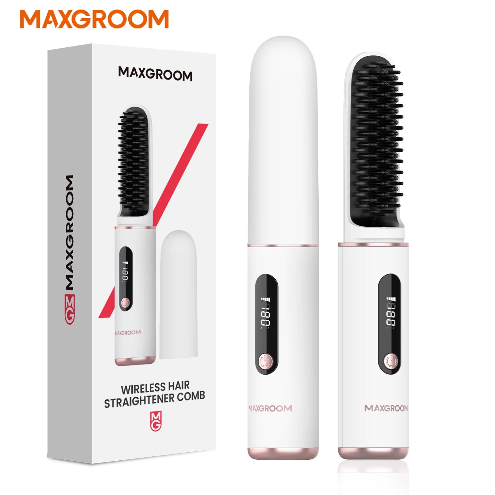 Cordless Ionic Hair Straightener and Beard Brush - Fast Heating Multifunctional Wireless Hot Comb