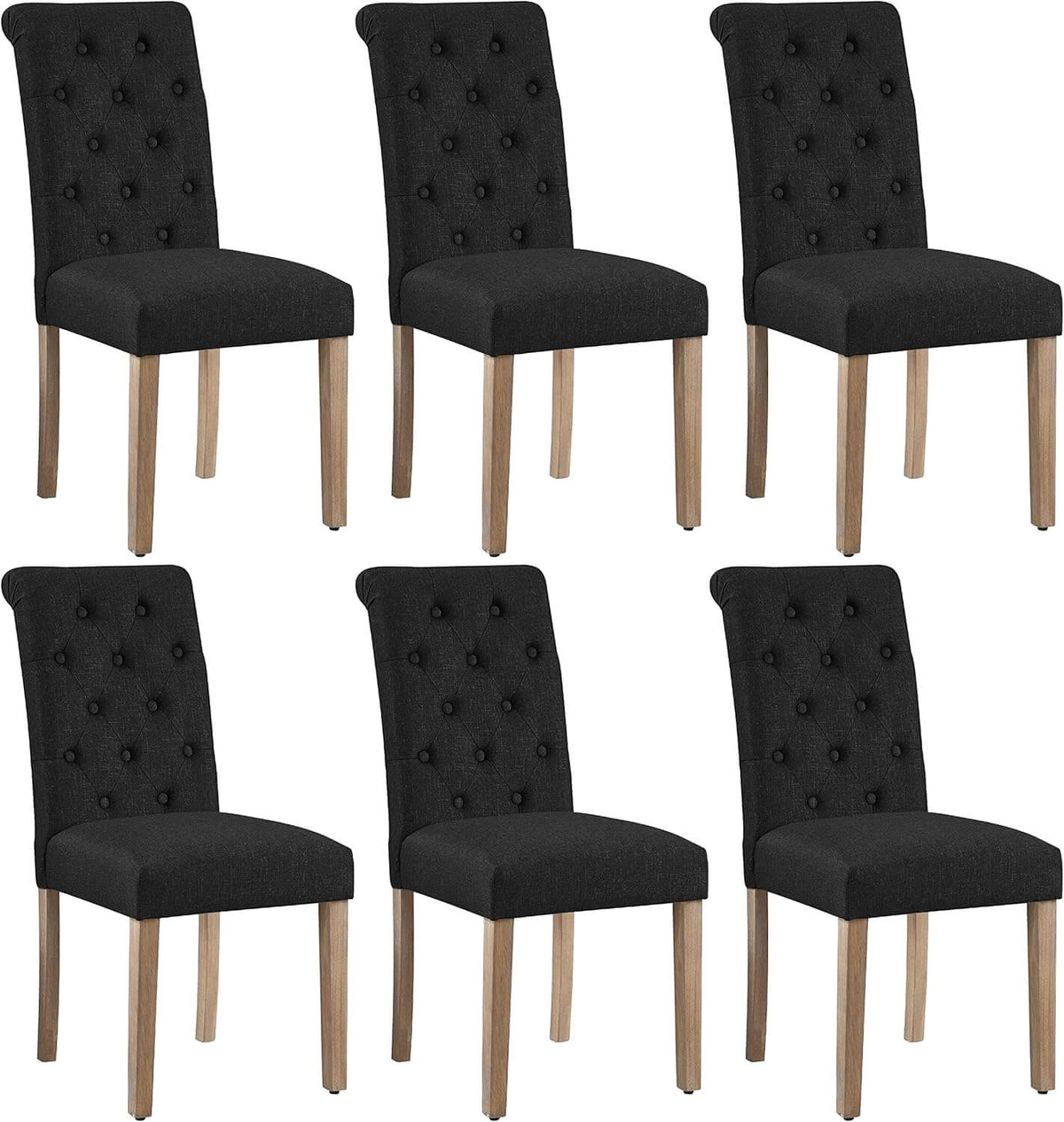 Upholstered Fabric Dining Chairs, Set of 6, Soft & Sturdy — alternate angle