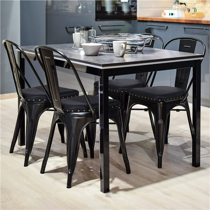 Stackable Metal Dining Chairs, Set of 4, with Riveted Detail — front view