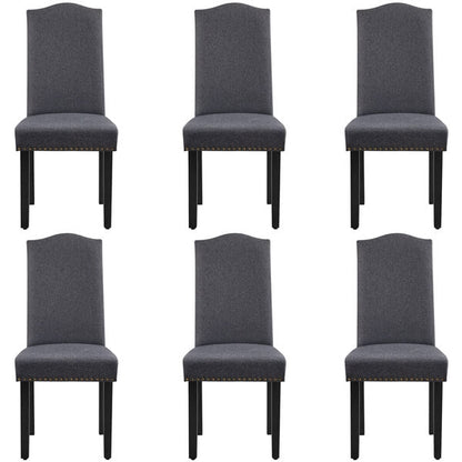 Fabric Dining Chairs, Set of 6, with Tall Back & Nailhead Trim — side view