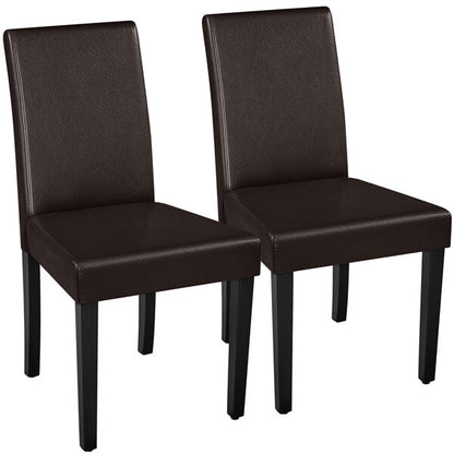Armless Faux Leather Dining Chairs, Set of 2, High Back — side view