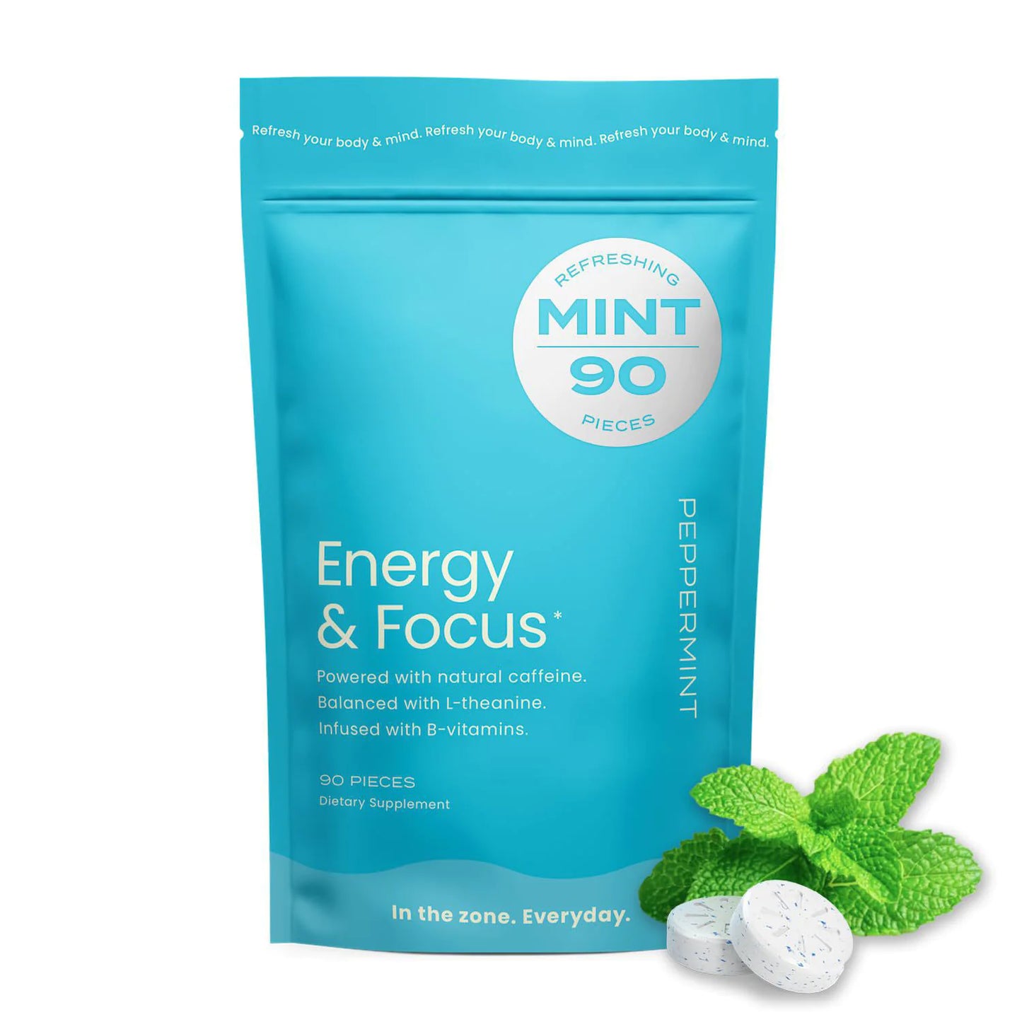 Energy&Focus Mints Gum Sugar Free, Natural Caffeine (15 days shipping)