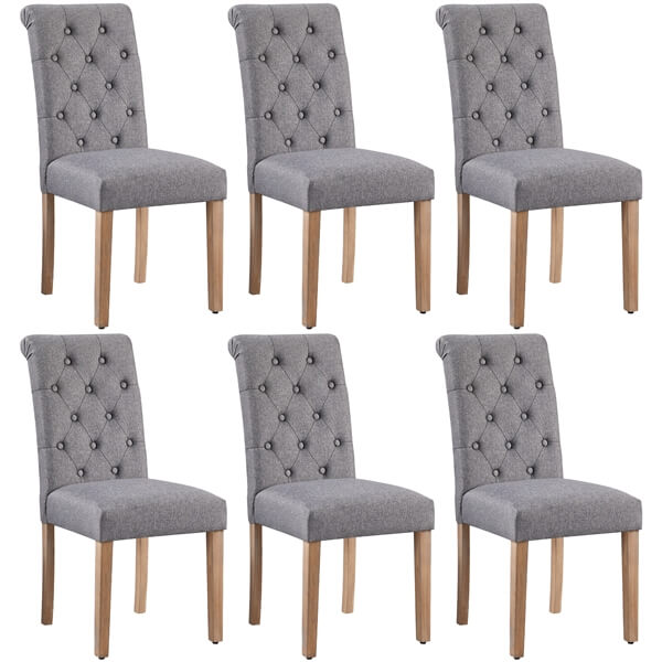 Upholstered Fabric Dining Chairs, Set of 6, Soft & Sturdy — side view