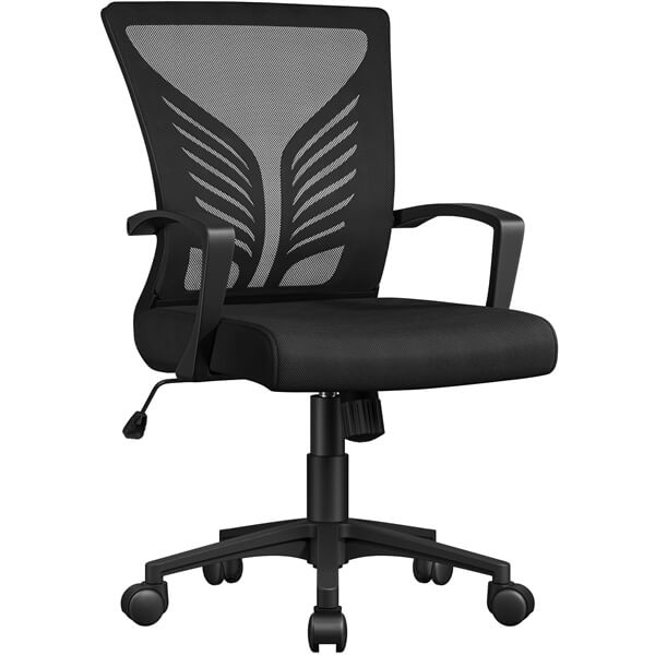 Mesh Office Chair with Butterfly Lumbar Support & Smooth Casters — detail view