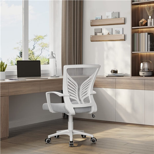 Mesh Office Chair with Butterfly Lumbar Support & Smooth Casters — front view