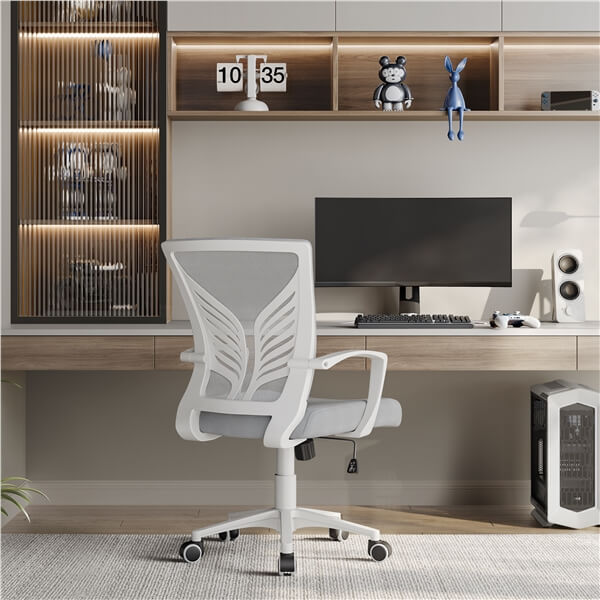 Mesh Office Chair with Butterfly Lumbar Support & Smooth Casters — alternate angle