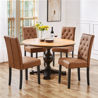 Button-Tufted Faux Leather Dining Chairs, Set of 6 — alternate angle