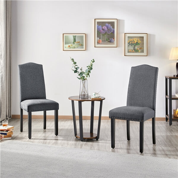 Fabric Dining Chairs, Set of 6, with Tall Back & Nailhead Trim — front view