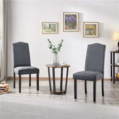 Fabric Dining Chairs, Set of 6, with Tall Back & Nailhead Trim — front view