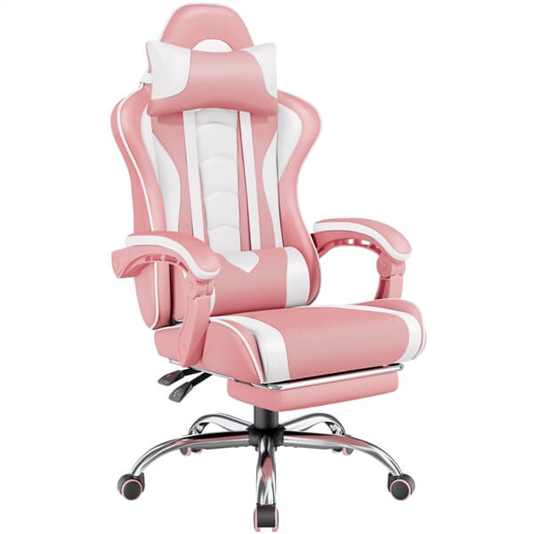Ergonomic Gaming Chair with Massage Lumbar Support & Footrest — alternate angle