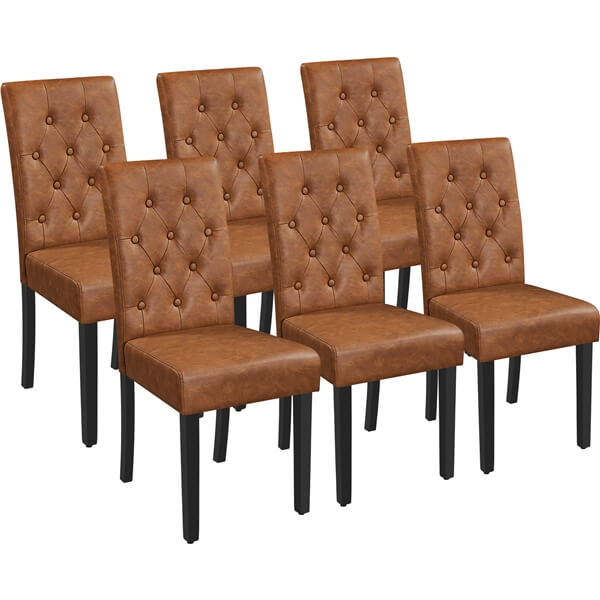 Button-Tufted Faux Leather Dining Chairs, Set of 6 — side view