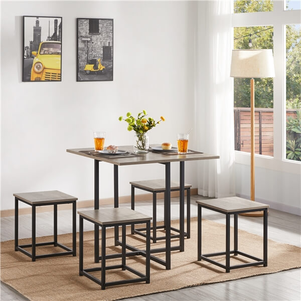 Dining Table Set for 4 Industrial Kitchen Table with 4 Chairs Position 12