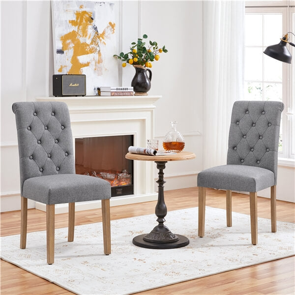 Upholstered Fabric Dining Chairs, Set of 6, Soft & Sturdy — front view