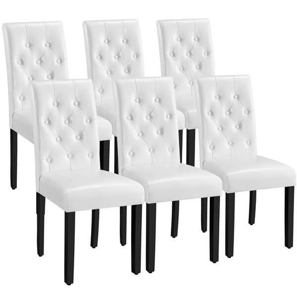 Button-Tufted Faux Leather Dining Chairs, Set of 6 — detail view