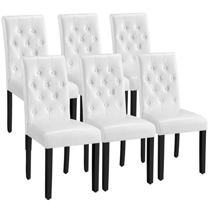 Button-Tufted Faux Leather Dining Chairs, Set of 6 — detail view